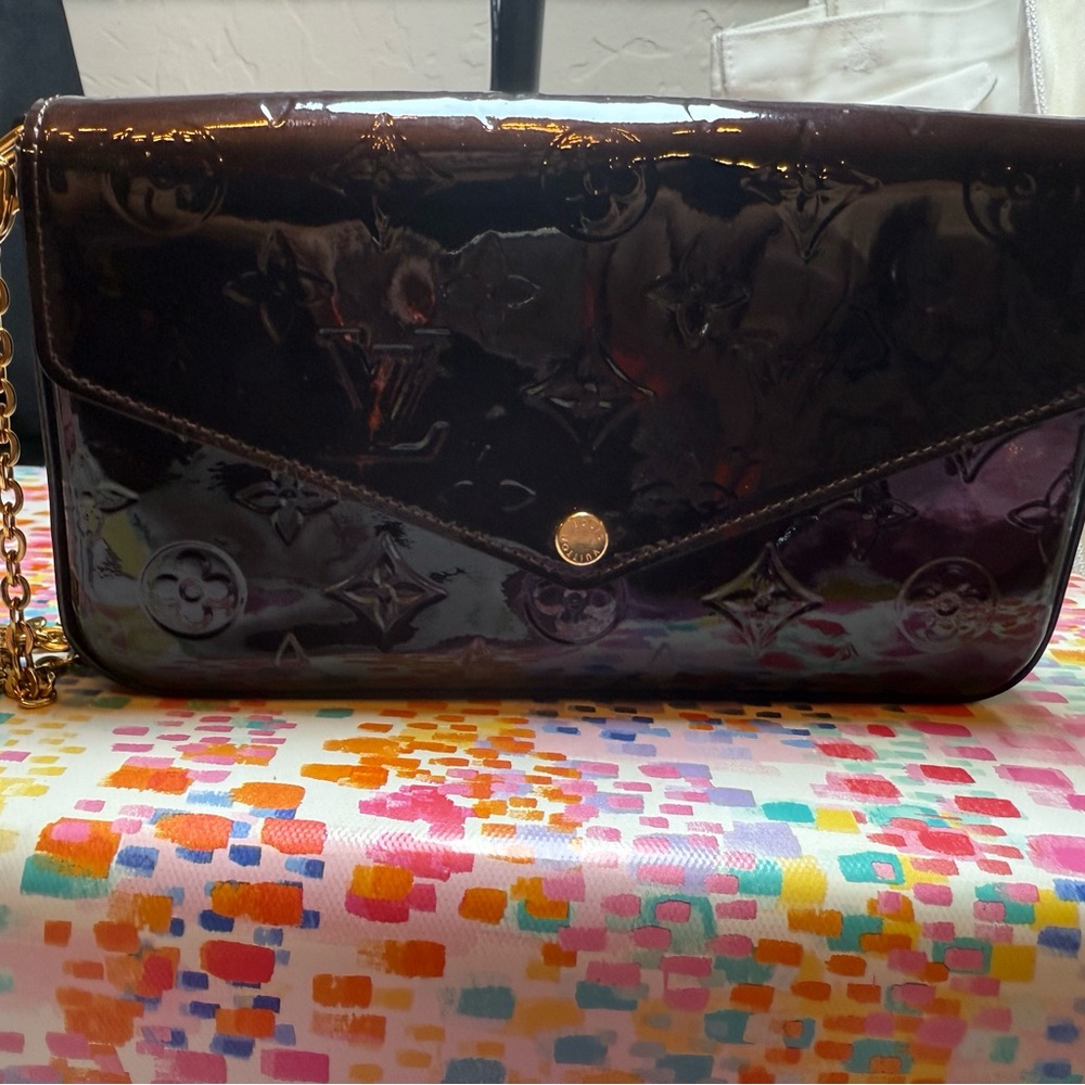 Louis Vuitton Dark Brown Patent Leather Clutch